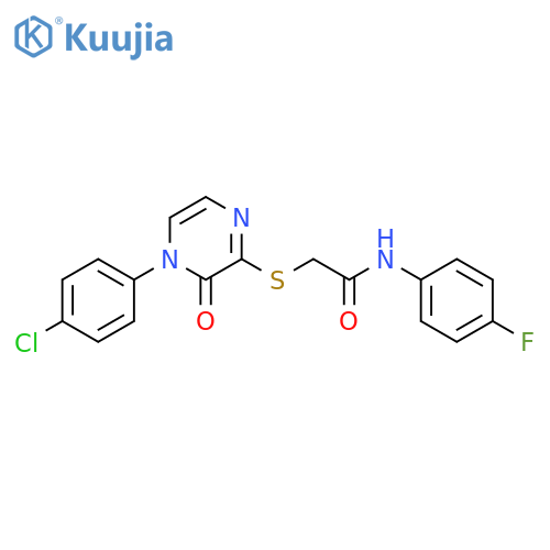 2-{4-(4-chlorophenyl)-3-oxo-3,4-dihydropyrazin-2-ylsulfanyl}-N-(4-fluorophenyl)acetamide structure
