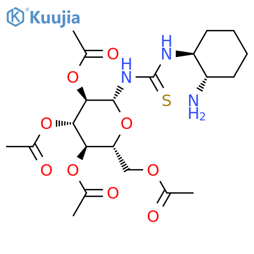 N-[(1R,2R)-2-Aminocyclohexyl]-N'-(2,3,4,6-tetra-O-acetyl-beta-D-glucopyranosyl)thiourea structure