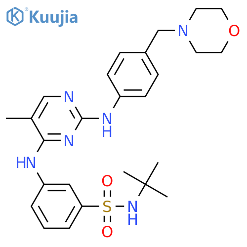 N-tert-butyl-3-(5-methyl-2-(4-(morpholinomethyl)phenylamino)pyrimidin-4-ylamino)benzenesulfonamide structure