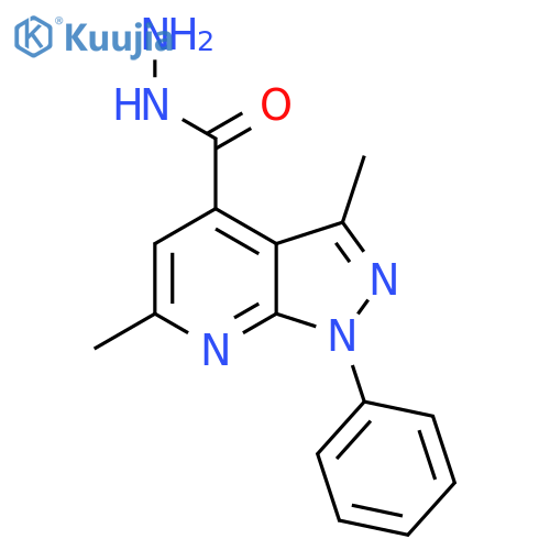 3,6-dimethyl-1-phenyl-1H-pyrazolo3,4-bpyridine-4-carbohydrazide structure