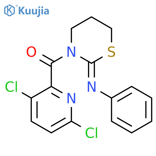 3-(3,6-Dichloropyridine-2-carbonyl)-n-phenyl-1,3-thiazinan-2-imine structure