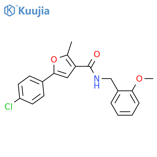 5-(4-chlorophenyl)-N-(2-methoxyphenyl)methyl-2-methylfuran-3-carboxamide structure