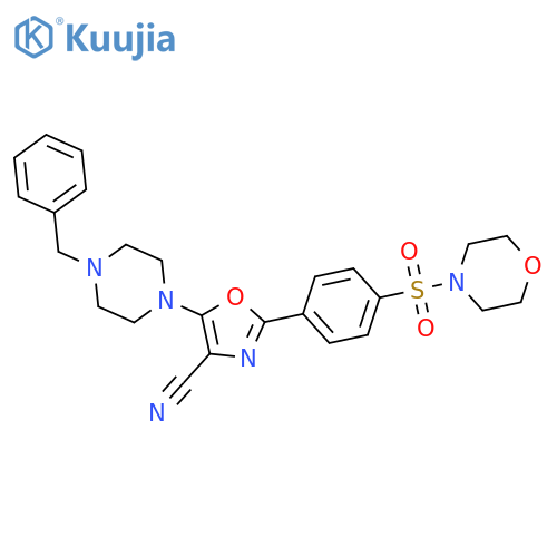 5-(4-benzylpiperazin-1-yl)-2-4-(morpholine-4-sulfonyl)phenyl-1,3-oxazole-4-carbonitrile structure