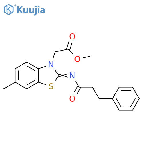 methyl 2-(2Z)-6-methyl-2-(3-phenylpropanoyl)imino-2,3-dihydro-1,3-benzothiazol-3-ylacetate structure