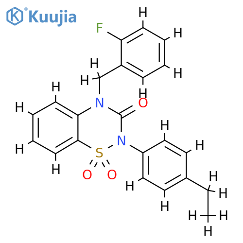 2-(4-ethylphenyl)-4-(2-fluorophenyl)methyl-3,4-dihydro-2H-1lambda6,2,4-benzothiadiazine-1,1,3-trione structure