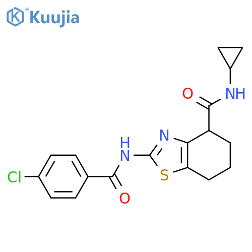 2-(4-chlorobenzamido)-N-cyclopropyl-4,5,6,7-tetrahydro-1,3-benzothiazole-4-carboxamide structure