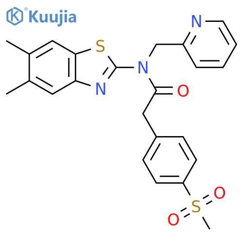 N-(5,6-dimethyl-1,3-benzothiazol-2-yl)-2-(4-methanesulfonylphenyl)-N-(pyridin-2-yl)methylacetamide structure