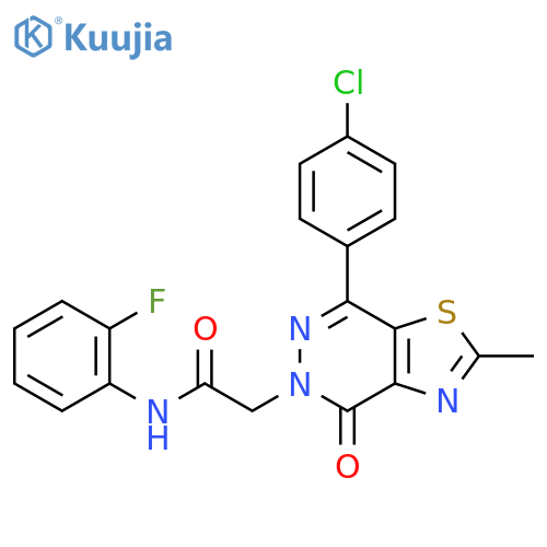 2-7-(4-chlorophenyl)-2-methyl-4-oxo-4H,5H-1,3thiazolo4,5-dpyridazin-5-yl-N-(2-fluorophenyl)acetamide structure