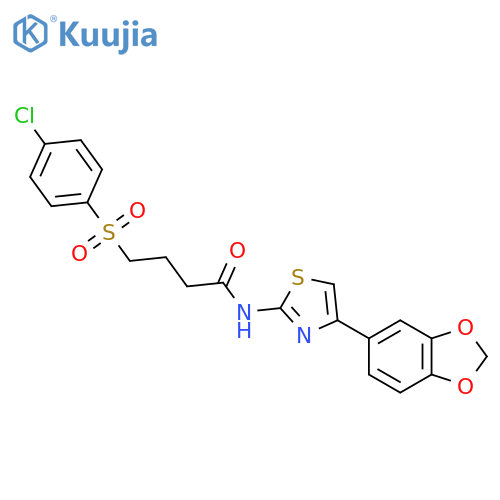 N-4-(2H-1,3-benzodioxol-5-yl)-1,3-thiazol-2-yl-4-(4-chlorobenzenesulfonyl)butanamide structure