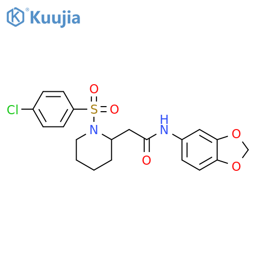 N-(2H-1,3-benzodioxol-5-yl)-2-1-(4-chlorobenzenesulfonyl)piperidin-2-ylacetamide structure