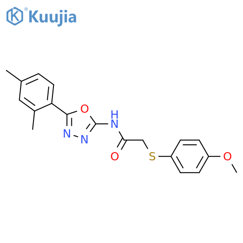 N-5-(2,4-dimethylphenyl)-1,3,4-oxadiazol-2-yl-2-(4-methoxyphenyl)sulfanylacetamide structure