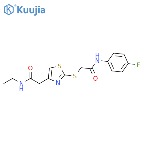N-ethyl-2-2-({(4-fluorophenyl)carbamoylmethyl}sulfanyl)-1,3-thiazol-4-ylacetamide structure