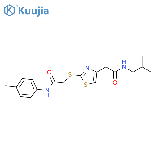2-2-({(4-fluorophenyl)carbamoylmethyl}sulfanyl)-1,3-thiazol-4-yl-N-(2-methylpropyl)acetamide structure