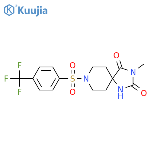 3-methyl-8-4-(trifluoromethyl)benzenesulfonyl-1,3,8-triazaspiro4.5decane-2,4-dione structure