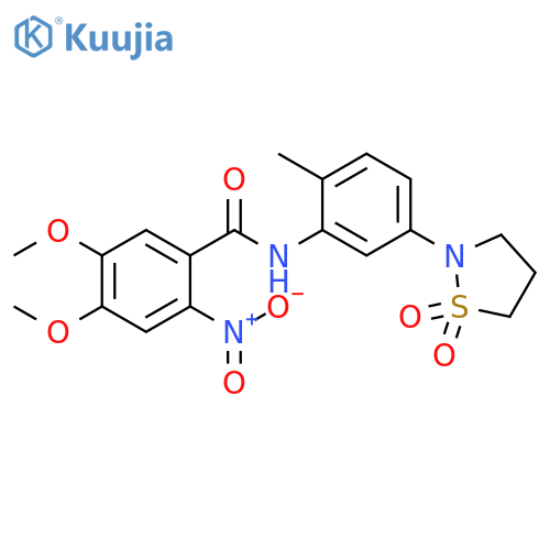N-5-(1,1-dioxo-1lambda6,2-thiazolidin-2-yl)-2-methylphenyl-4,5-dimethoxy-2-nitrobenzamide structure