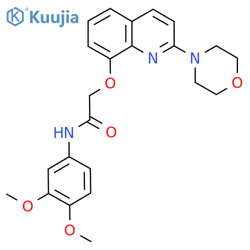 N-(3,4-dimethoxyphenyl)-2-{2-(morpholin-4-yl)quinolin-8-yloxy}acetamide structure