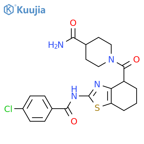 1-2-(4-chlorobenzamido)-4,5,6,7-tetrahydro-1,3-benzothiazole-4-carbonylpiperidine-4-carboxamide structure