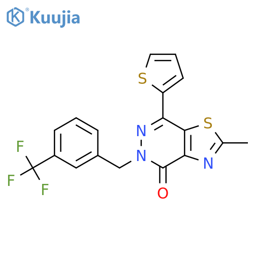 2-methyl-7-(thiophen-2-yl)-5-{3-(trifluoromethyl)phenylmethyl}-4H,5H-1,3thiazolo4,5-dpyridazin-4-one structure