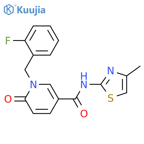 1-(2-fluorophenyl)methyl-N-(4-methyl-1,3-thiazol-2-yl)-6-oxo-1,6-dihydropyridine-3-carboxamide structure