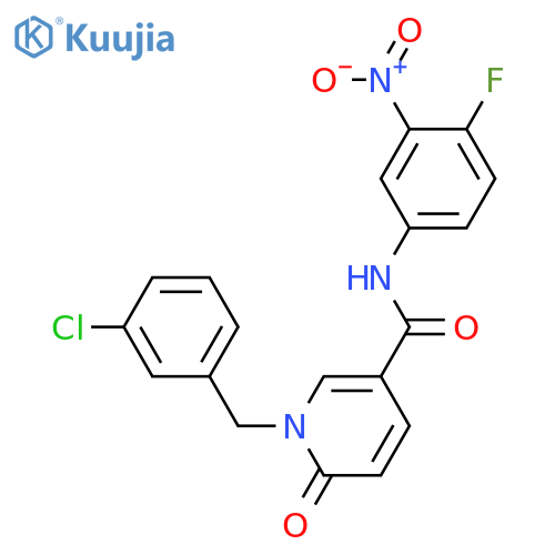 1-(3-chlorophenyl)methyl-N-(4-fluoro-3-nitrophenyl)-6-oxo-1,6-dihydropyridine-3-carboxamide structure