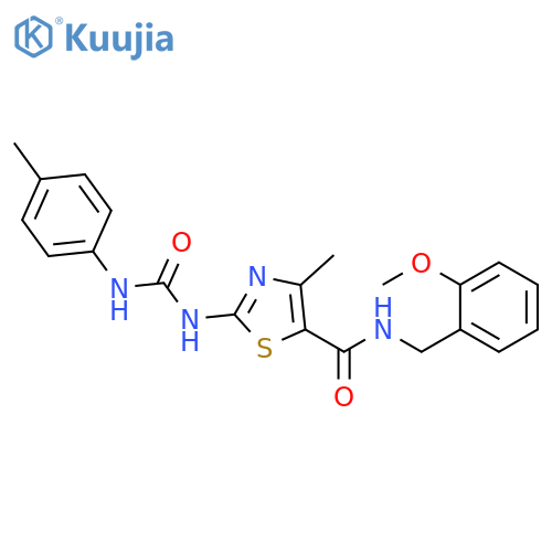 N-(2-methoxyphenyl)methyl-4-methyl-2-{(4-methylphenyl)carbamoylamino}-1,3-thiazole-5-carboxamide structure