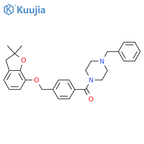 1-benzyl-4-(4-{(2,2-dimethyl-2,3-dihydro-1-benzofuran-7-yl)oxymethyl}benzoyl)piperazine structure
