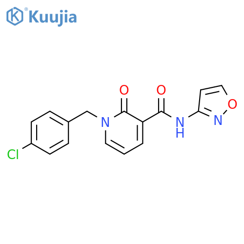 1-(4-chlorophenyl)methyl-N-(1,2-oxazol-3-yl)-2-oxo-1,2-dihydropyridine-3-carboxamide structure