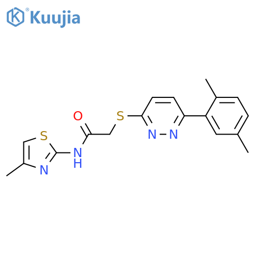 2-{6-(2,5-dimethylphenyl)pyridazin-3-ylsulfanyl}-N-(4-methyl-1,3-thiazol-2-yl)acetamide structure