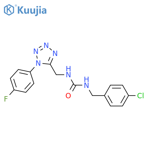 1-(4-chlorophenyl)methyl-3-{1-(4-fluorophenyl)-1H-1,2,3,4-tetrazol-5-ylmethyl}urea structure