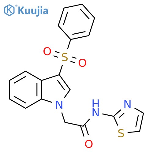 2-3-(benzenesulfonyl)-1H-indol-1-yl-N-(1,3-thiazol-2-yl)acetamide structure