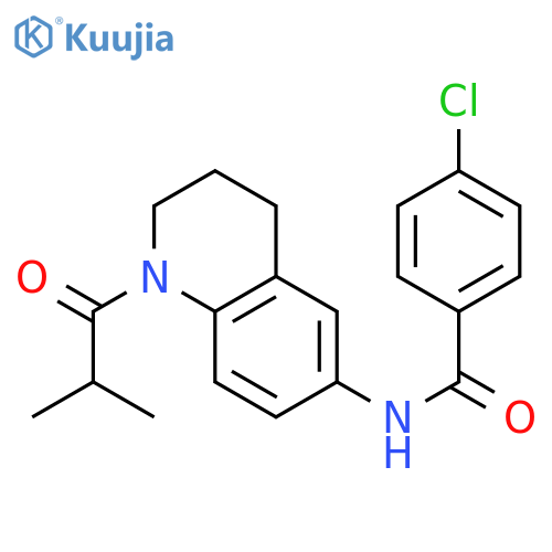 4-chloro-N-1-(2-methylpropanoyl)-1,2,3,4-tetrahydroquinolin-6-ylbenzamide structure