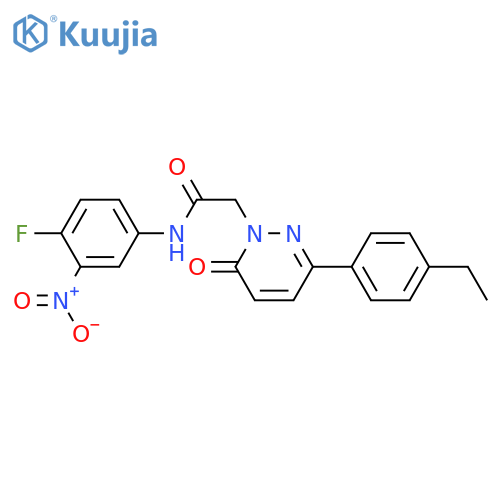 2-3-(4-ethylphenyl)-6-oxo-1,6-dihydropyridazin-1-yl-N-(4-fluoro-3-nitrophenyl)acetamide structure