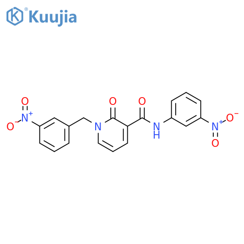 N-(3-nitrophenyl)-1-(3-nitrophenyl)methyl-2-oxo-1,2-dihydropyridine-3-carboxamide structure