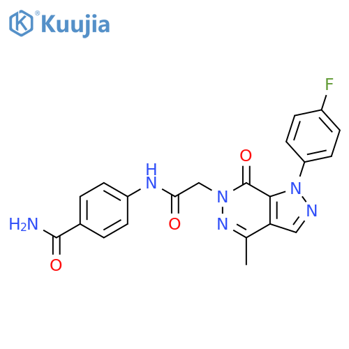 4-{2-1-(4-fluorophenyl)-4-methyl-7-oxo-1H,6H,7H-pyrazolo3,4-dpyridazin-6-ylacetamido}benzamide structure