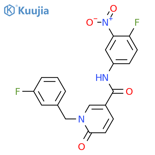 N-(4-fluoro-3-nitrophenyl)-1-(3-fluorophenyl)methyl-6-oxo-1,6-dihydropyridine-3-carboxamide structure