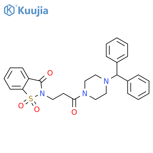 2-{3-4-(diphenylmethyl)piperazin-1-yl-3-oxopropyl}-2,3-dihydro-1lambda6,2-benzothiazole-1,1,3-trione structure