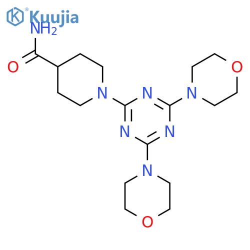 1-4,6-bis(morpholin-4-yl)-1,3,5-triazin-2-ylpiperidine-4-carboxamide structure