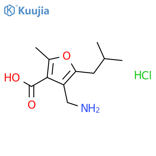4-Aminomethyl-5-isobutyl-2-methyl-furan-3-carboxylic acid hydrochloride structure