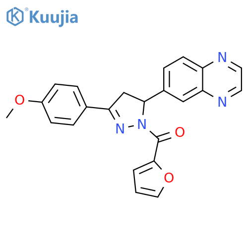 6-1-(furan-2-carbonyl)-3-(4-methoxyphenyl)-4,5-dihydro-1H-pyrazol-5-ylquinoxaline structure