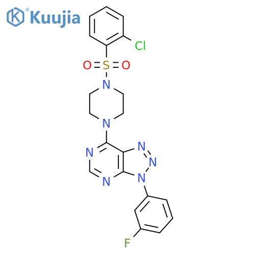 1-(2-chlorobenzenesulfonyl)-4-3-(3-fluorophenyl)-3H-1,2,3triazolo4,5-dpyrimidin-7-ylpiperazine structure