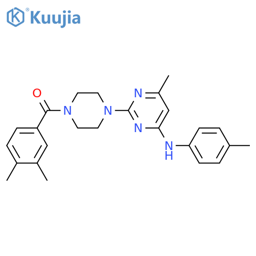2-4-(3,4-dimethylbenzoyl)piperazin-1-yl-6-methyl-N-(4-methylphenyl)pyrimidin-4-amine structure