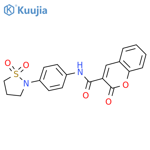 N-4-(1,1-dioxo-1lambda6,2-thiazolidin-2-yl)phenyl-2-oxo-2H-chromene-3-carboxamide structure