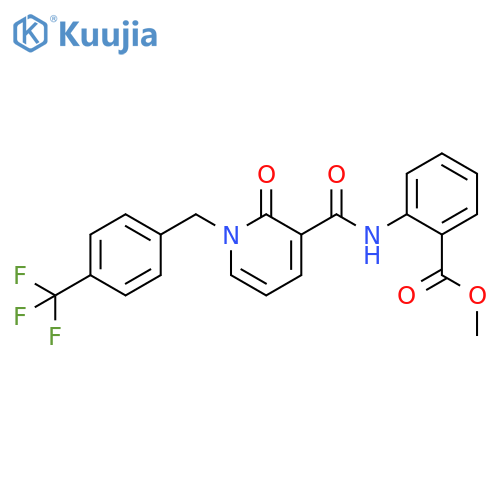 methyl 2-(2-oxo-1-{4-(trifluoromethyl)phenylmethyl}-1,2-dihydropyridine-3-amido)benzoate structure