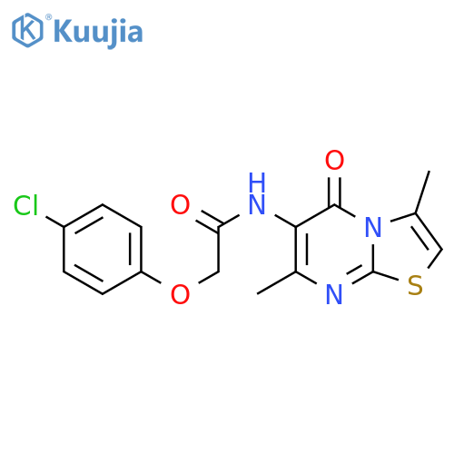2-(4-chlorophenoxy)-N-{3,7-dimethyl-5-oxo-5H-1,3thiazolo3,2-apyrimidin-6-yl}acetamide structure