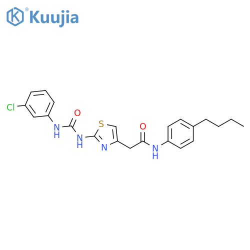 N-(4-butylphenyl)-2-(2-{(3-chlorophenyl)carbamoylamino}-1,3-thiazol-4-yl)acetamide structure