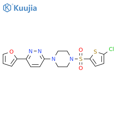 3-{4-(5-chlorothiophen-2-yl)sulfonylpiperazin-1-yl}-6-(furan-2-yl)pyridazine structure