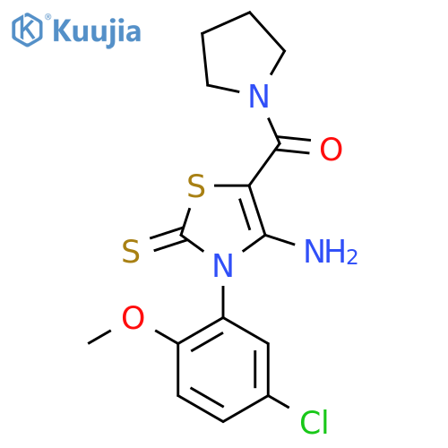 4-amino-3-(5-chloro-2-methoxyphenyl)-5-(pyrrolidine-1-carbonyl)-2,3-dihydro-1,3-thiazole-2-thione structure