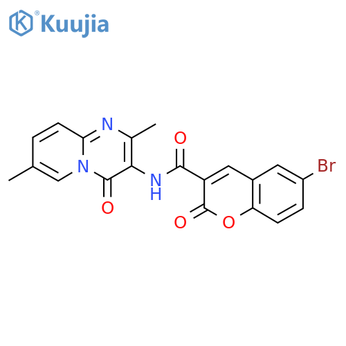 6-bromo-N-{2,7-dimethyl-4-oxo-4H-pyrido1,2-apyrimidin-3-yl}-2-oxo-2H-chromene-3-carboxamide structure