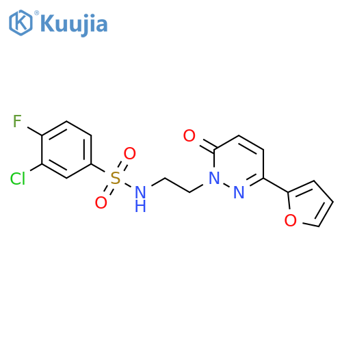 3-chloro-4-fluoro-N-{2-3-(furan-2-yl)-6-oxo-1,6-dihydropyridazin-1-ylethyl}benzene-1-sulfonamide structure