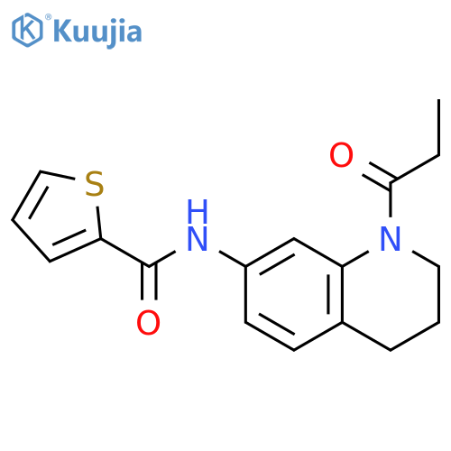 N-(1-propanoyl-1,2,3,4-tetrahydroquinolin-7-yl)thiophene-2-carboxamide structure